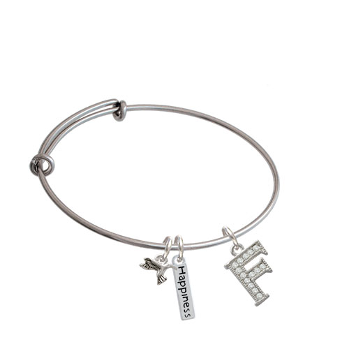 Crystal Initial - Expandable Bangle Bracelet| Initial| F