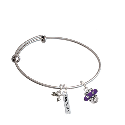 Crystal Spinner Expandable Bangle Bracelet| Color| Purple