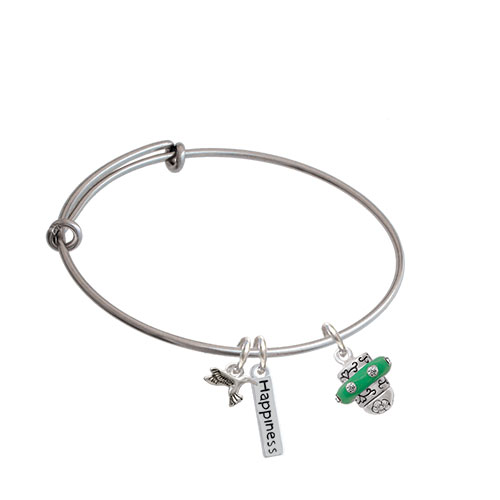Crystal Spinner Expandable Bangle Bracelet| Color| Green