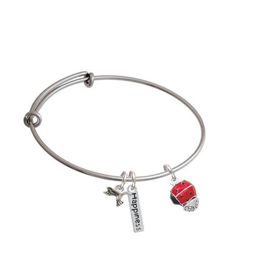 Ladybug Spinner Expandable Bangle Bracelet| Color| Red