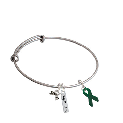 Awareness Ribbon Expandable Bangle Bracelet| Color| Green