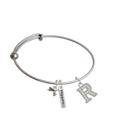 Crystal Initial - Expandable Bangle Bracelet| Initial| R