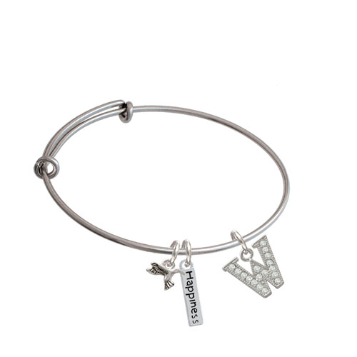 Crystal Initial - Expandable Bangle Bracelet| Initial| W