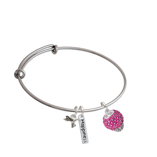 Crystal Sparkle Spinner Expandable Bangle Bracelet| Crystal| Pink