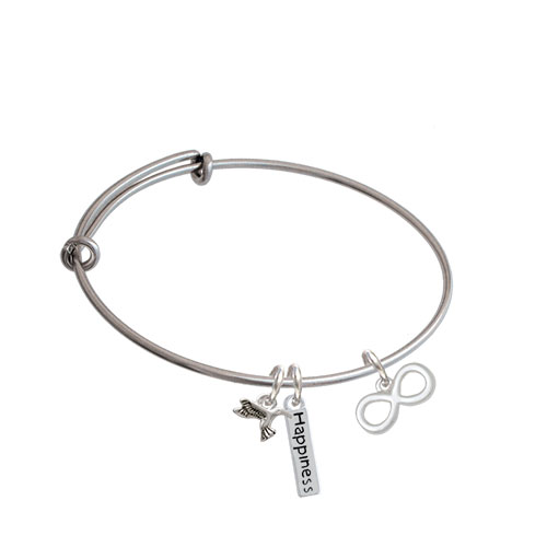 Medium Infinity Sign Expandable Bangle Bracelet| Plating| Silver Tone