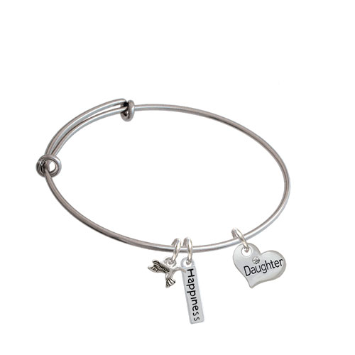 Small Family Heart Expandable Bangle Bracelet| Message| Daughter