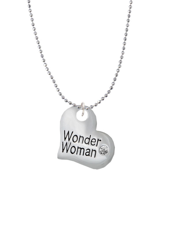 Nc-c5717-bc - Large Wonder Woman Heart Ball Chain Necklace - 18 Inches