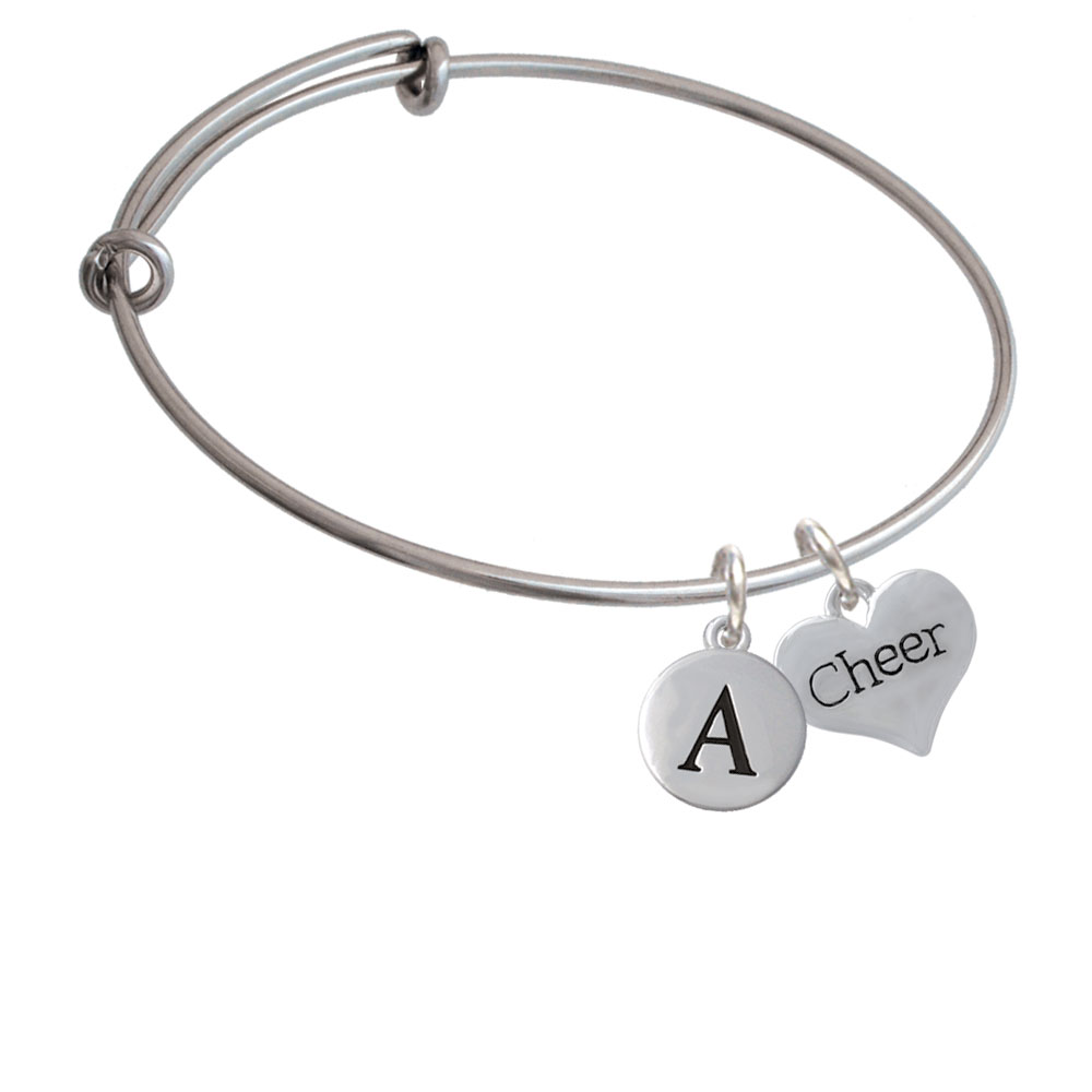 Cheer Heart Initial Charm Expandable Bangle Bracelet Br-c4229-pebbleinitial-f2084