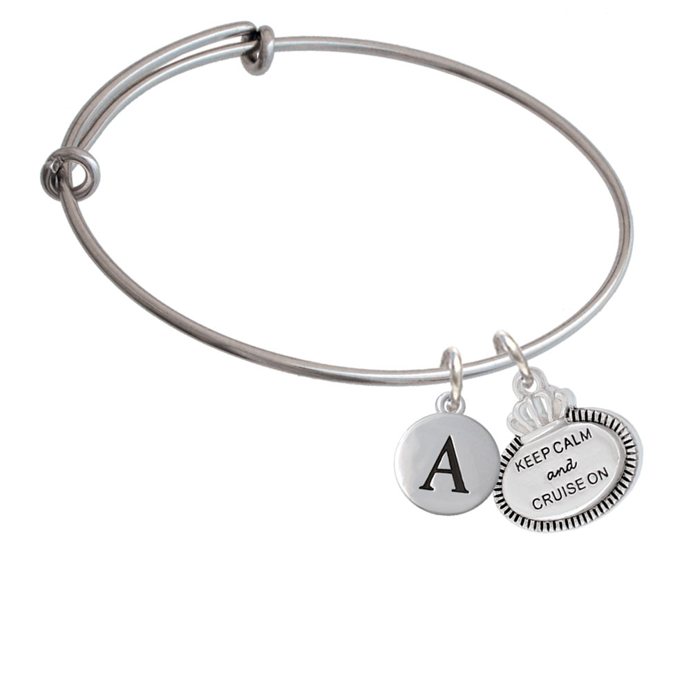 Keep Calm And Cruise On Initial Charm Expandable Bangle Bracelet Br-c5996-pebbleinitial-f2084