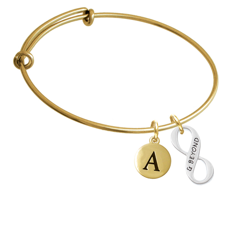 & Beyond Infinity Sign Gold Tone Initial Charm Expandable Bangle Bracelet Br-c6043-pebbleinitial-f2084-gp