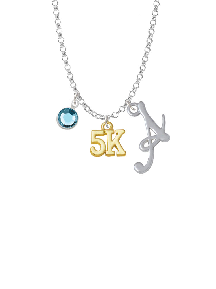 Gold Tone 5k Charm Necklace With Gelato Initial And Crystal Drop Nc-channel-c5861-smgelato-f2301