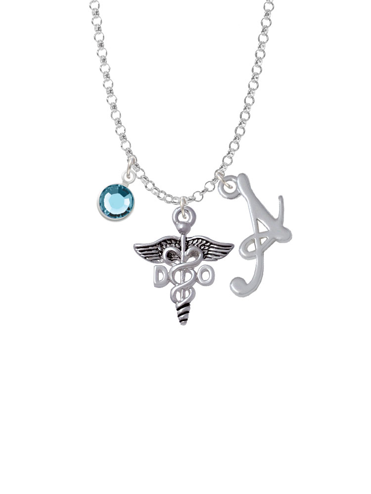 Caduceus - Do Charm Necklace With Gelato Initial And Crystal Drop Nc-channel-c4952-smgelato-f2301
