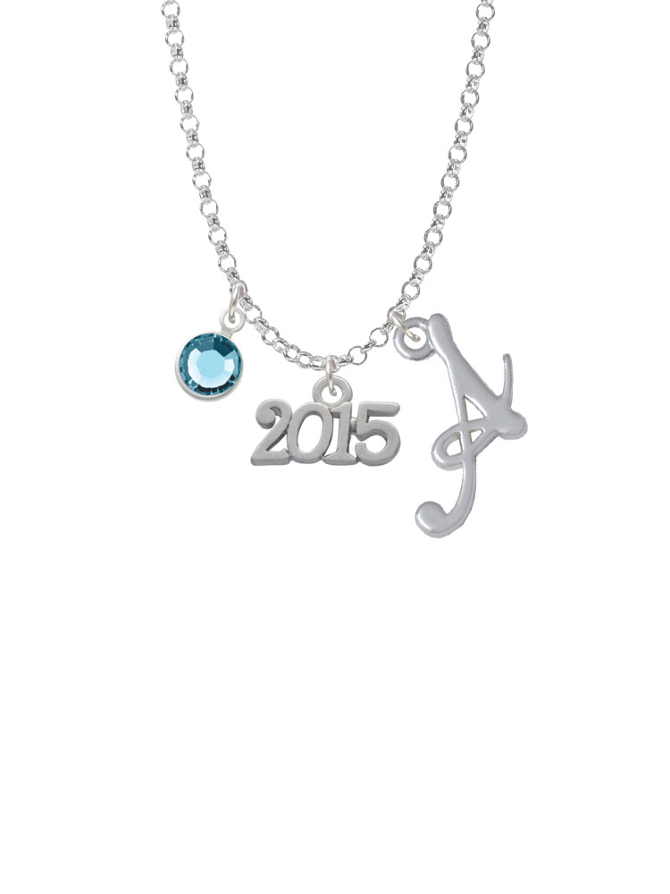 Horizontal Year - 2015 - Charm Necklace With Gelato Initial And Crystal Drop Nc-channel-c3462-smgelato-f2301