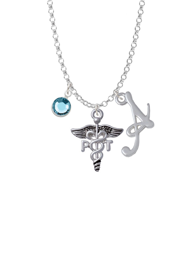 Caduceus - Pt Charm Necklace With Gelato Initial And Crystal Drop Nc-channel-c4953-smgelato-f2301