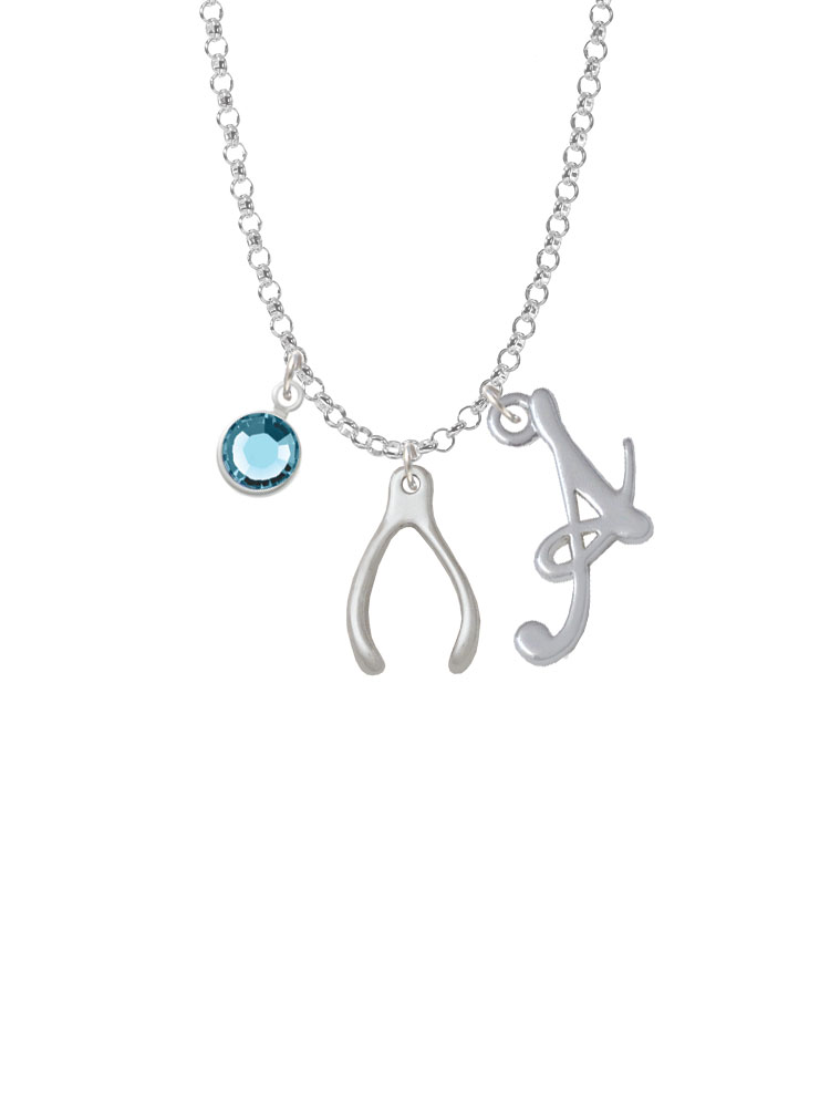 Wishbone Charm Necklace With Gelato Initial And Crystal Drop Nc-channel-c5684-smgelato-f2301