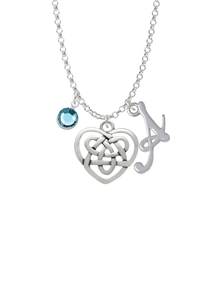 Celtic Knot Heart Charm Necklace With Gelato Initial And Crystal Drop Nc-channel-c2963-smgelato-f2301