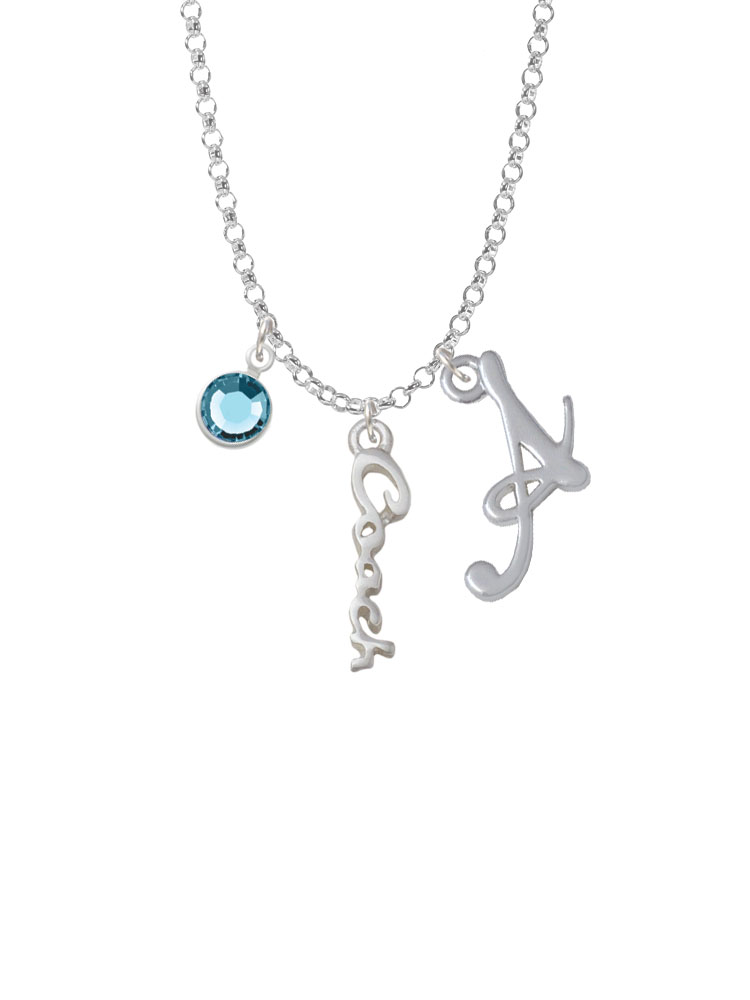 Small Coach Script Charm Necklace With Gelato Initial And Crystal Drop Nc-channel-c5875-smgelato-f2301