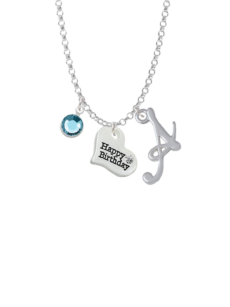 Small Happy Birthday Heart Charm Necklace With Gelato Initial And Crystal Drop Nc-channel-c5976-smgelato-f2301
