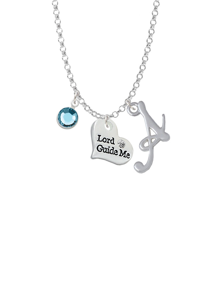 Small Lord Guide Me Heart Charm Necklace With Gelato Initial And Crystal Drop Nc-channel-c5980-smgelato-f2301