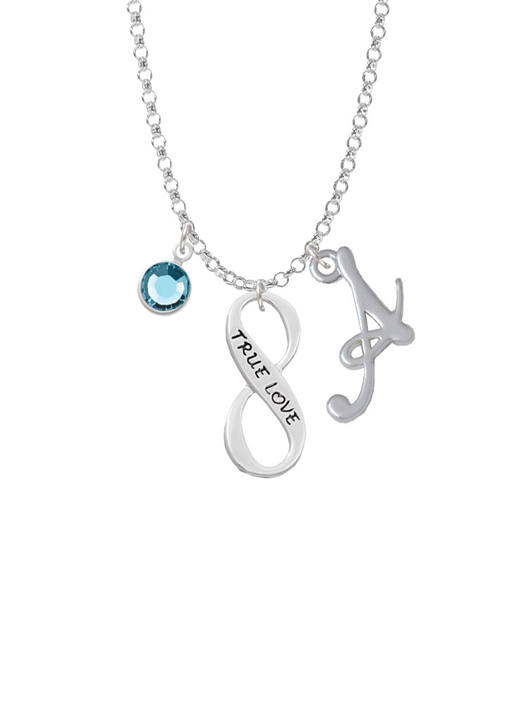 True Love Infinity Sign Charm Necklace With Gelato Initial And Crystal Drop Nc-channel-c6048-smgelato-f2301