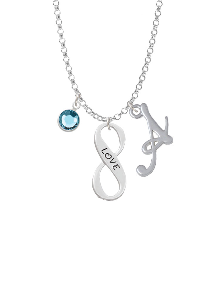 Love Infinity Sign Charm Necklace With Gelato Initial And Crystal Drop Nc-channel-c6049-smgelato-f2301