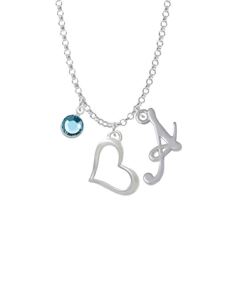 Slanted Open Heart Charm Necklace With Gelato Initial And Crystal Drop Nc-channel-ct1043-smgelato-f2301