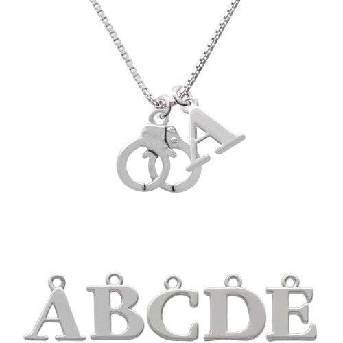 Handcuffs Initial Charm Necklace Nc-c3567-spinitial-f1578