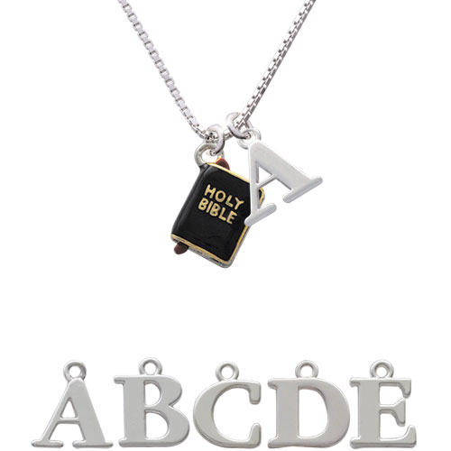 Black Holy Bible Initial Charm Necklace Nc-c3583-spinitial-f1578
