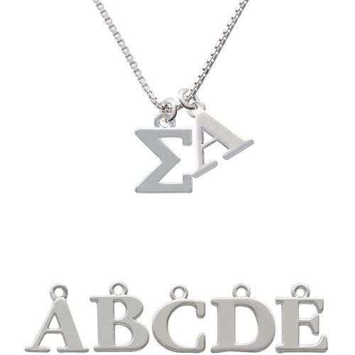 Large Greek Letter - Sigma - Initial Charm Necklace Nc-c4005-spinitial-f1578