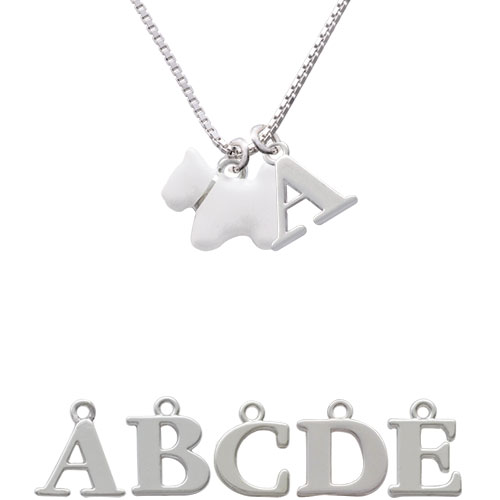 White Westie Dog Initial Charm Necklace Nc-c4176-spinitial-f1578