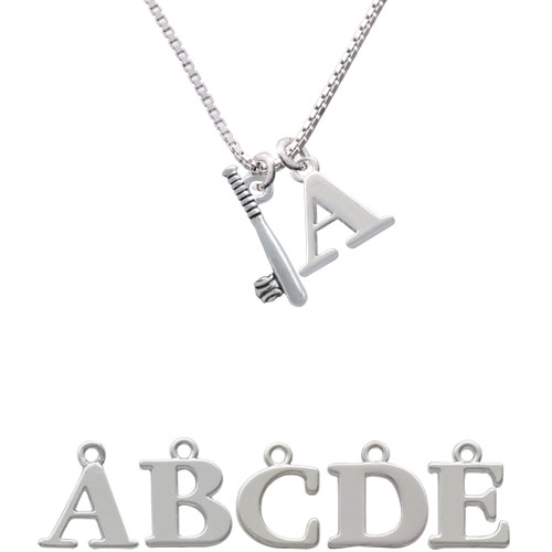 Bat And Ball Initial Charm Necklace Nc-c4217-spinitial-f1578