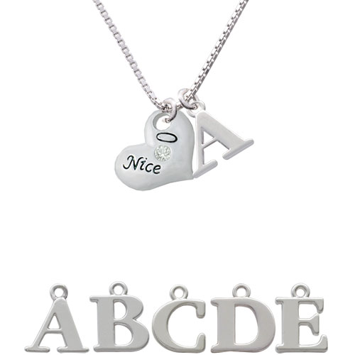Naughty Or Nice Heart With Crystals Initial Charm Necklace Nc-c4730-spinitial-f1578