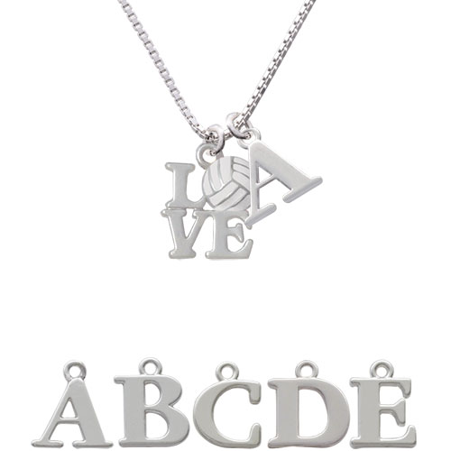 Love With Volleyball Initial Charm Necklace Nc-c4884-spinitial-f1578