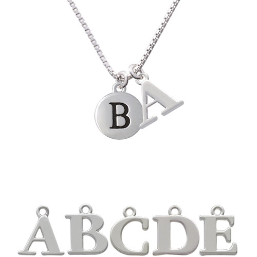 Capital Letter - B - Pebble Disc - Initial Charm Necklace Nc-c5126-spinitial-f1578