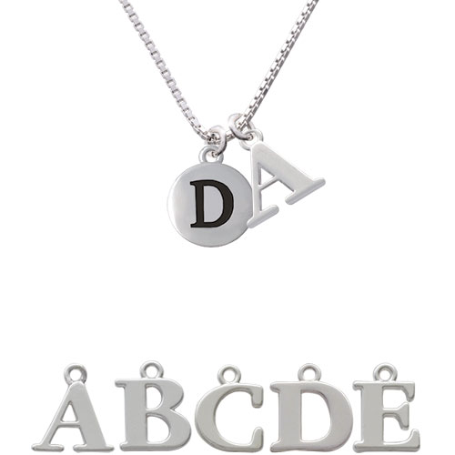 Capital Letter - D - Pebble Disc - Initial Charm Necklace Nc-c5128-spinitial-f1578