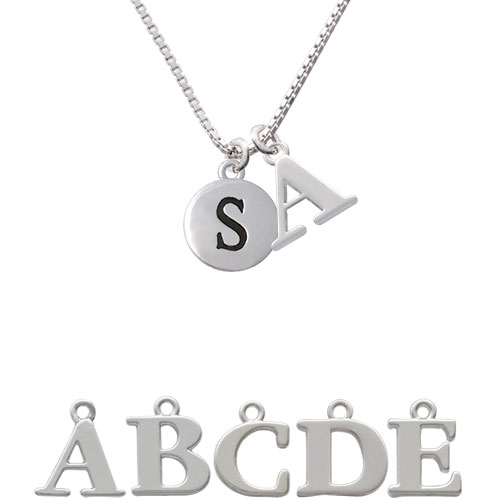 Capital Letter - S - Pebble Disc - Initial Charm Necklace Nc-c5143-spinitial-f1578