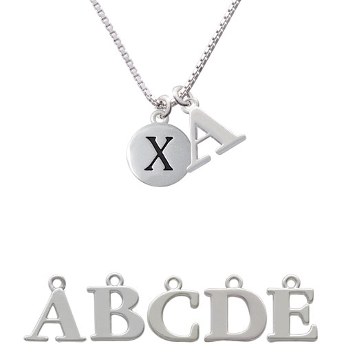 Capital Letter - X - Pebble Disc - Initial Charm Necklace Nc-c5148-spinitial-f1578