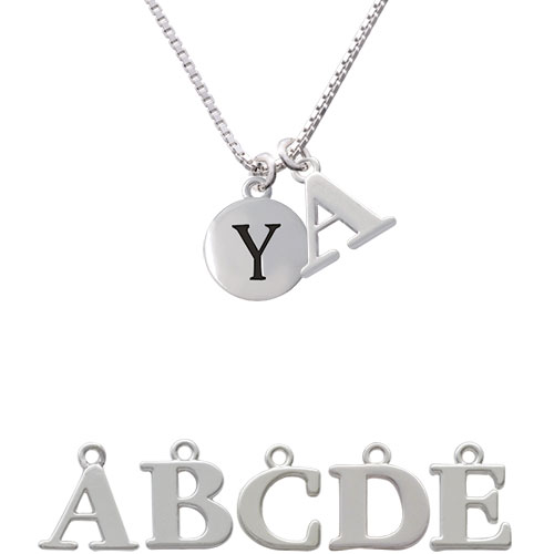 Capital Letter - Y - Pebble Disc - Initial Charm Necklace Nc-c5149-spinitial-f1578