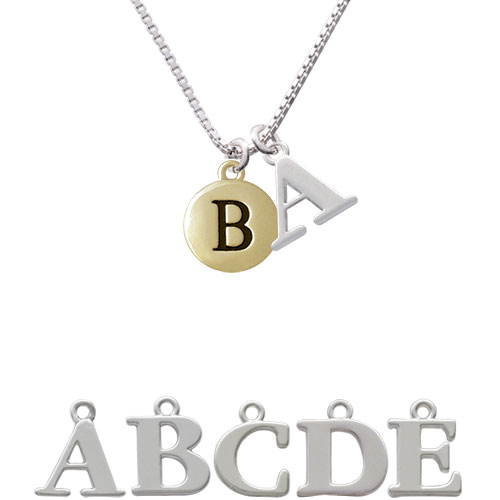 Capital Gold Tone Letter - B - Pebble Disc - Initial Charm Necklace Nc-c5153-spinitial-f1578