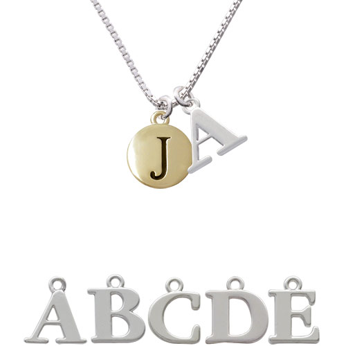 Capital Gold Tone Letter - J - Pebble Disc - Initial Charm Necklace Nc-c5161-spinitial-f1578